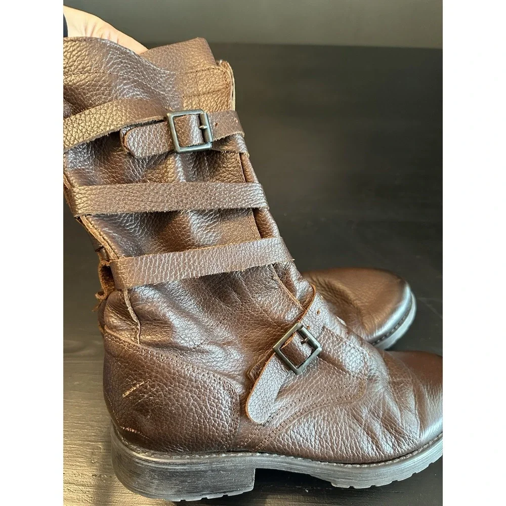 Steve Madden Banddit‎ Belted Biker Boots Brown Women's *Size 10